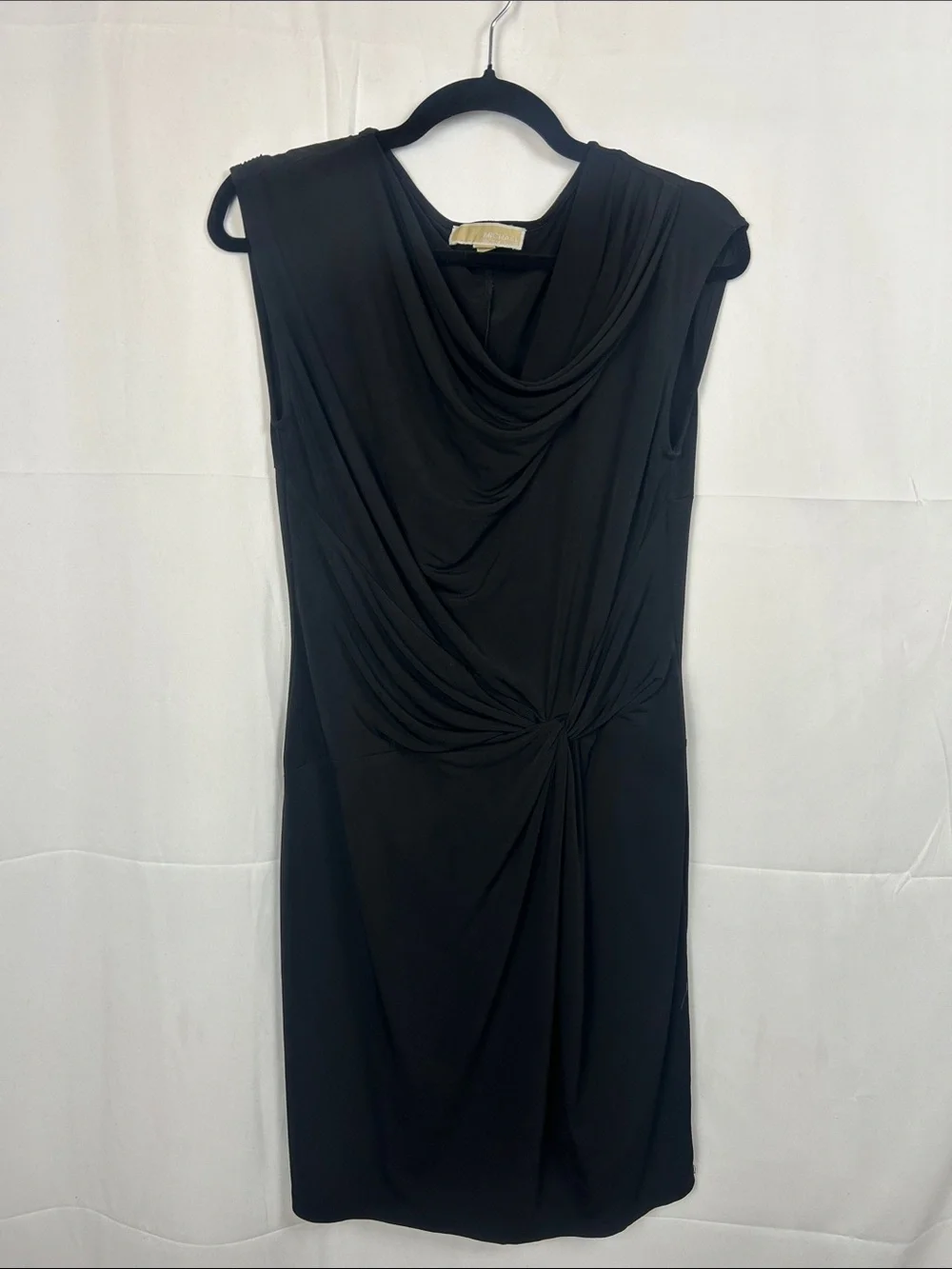 MICHAEL Michael Kors Black Draped Knot Midi Dress